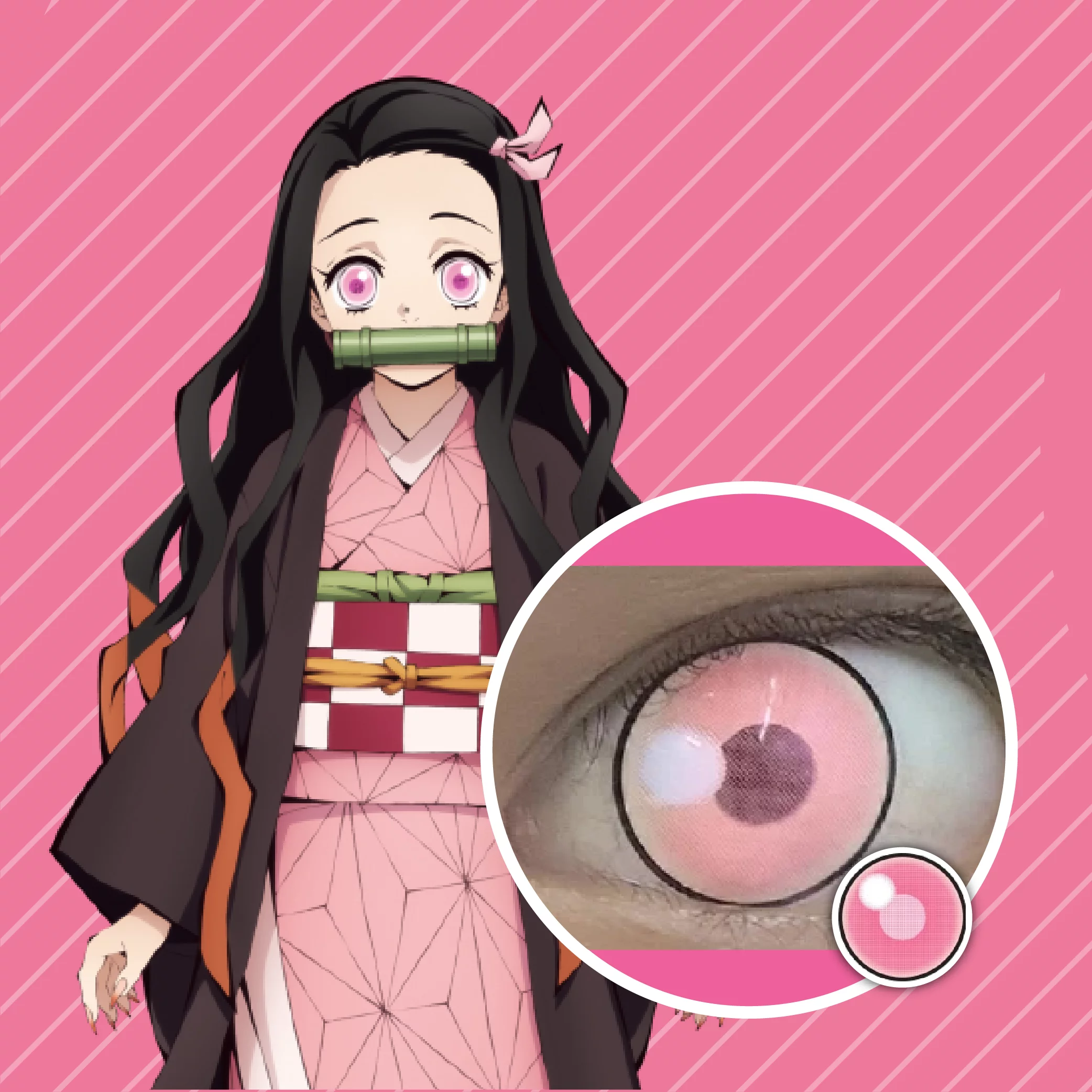 BIO-ESSENCE/DEMON SLAYER KAMADO NEZUKO PINK SOFT CONTACT LENSES –  Premiumlenspr