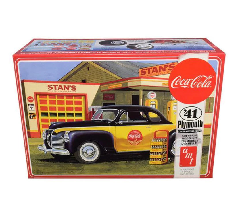 AMT AMT1197M SKILL 3 MODEL KIT 1-25 SCALE MODEL 1941 PLYMOUTH COUPE WITH 4 BOTTLE CRATES COCA-COLA